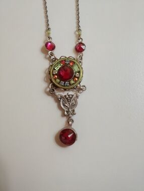 Firefly Vintage-Inspired Swarovski- Red / Green Pendant Necklace - Women Jewelry